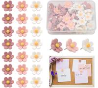 Chenquansarl-50 Piezas Chinchetas De Flores Para Corcho Pared Y Tablón De Anuncios, Alfileres Flores De 3 Colores Para Colgar Carteles, Chinchetas Decorativas De Lindas (3 Couleurs)