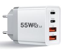 ChenQuanSarl-55W Chargeur Usb C, 4 Ports Pr Chargeur Rapide Usb C, Multipr Usb Pd 3.0 Secteur, 2 Type C Et 2 Usb Adaptateur Pour Iphone 16 15 14, Pour Samsung Galaxy S23 S22 Smartphone