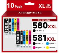 ChenQuanSarl-580 581 Lot De 10 Cartouches D'Encre Compatibles Avec Canon Pgi-580 Xxl Cli-581 Xxl Pour Tr8550 Ts6350A Tr7550 Ts6150 Ts9550 Ts6250 Ts8350A Ts705A Ts6350 Tr8500 Ts8350 51A Ts8. 351