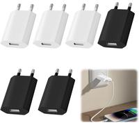 ChenQuanSarl-6-Pack Pr Usb, Chargeurs Usb 5W, 5V/1A Mini Usb Pr De Chargeur Secteur Usb, Pr Secteur Usb, Chargeurs Pour T¿l¿phones Portables, Noir, Blanc