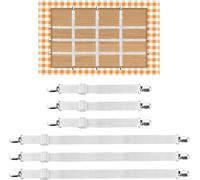 ChenQuanSarl-6 Pcs Pinces Nappe De Table Réglable, Clips De Support De Nappe De Table Eastique, Clips De Nappe À Sangle Cachée, Accroche Nappe Exterieur Pour Cuisine, Restaurants, Cafés, Fêtes(Blanc)