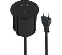 ChenQuanSarl-62568 Bloc Multipr Encastrable Compacte Avec 2 Pr Usb 45W (1 Type C Power Delivery + 1 Type A 3.0A Q.C.) , Pour Bureau/Table, D 54Mm Ou 60 Avec Adaptateur Inclus, 3 M