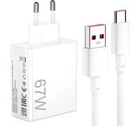 ChenQuanSarl-67W Chargeur Rapide Avec 6A Cable Usb Type-C 1M Pour Mi Turbo Charge,Chargeur Rapide Pour Xiaomi 13T 12S Ultra 12 Lite 12X, Note 13 12 11 11S 10S 10 Pro,Mi 11 Ultra 11I 10T Lite,Poco M6