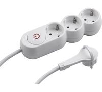 ChenQuanSarl-7430130 Multipr 3 Pr s ¿ Pr Extra Plate ¿ Câble De 1,4 M ¿ Blanc ¿ Intérieur Ip20 ¿ Interrupteur Éclairé/Multipr Avec Fiche Plate