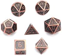 Chenquansarl-7pcs Jeu De Dés En Métal Jeu Dnd Jeu De Dés En Métal Solide Polyédrique D&d Avec Sac De Rangement Et Alliage De Zinc Avec Émail Pour Jeux De Rôle Donjons Et Dragons(Cuivre Rouge)