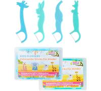 Chenquansarl-80 Pcs Fils Dentaires Pour Enfants Porte Fil Dentaire Avec Manche Dental Floss Picks Fils Interdentaires - Vert Et Bleu