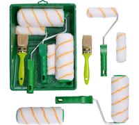 ChenQuanSarl-9 Pièces Rouleau Kit - 2 X 18 Cm Et Mini Rouleaux 2 X 11 Cm Avec Manche - Pinceau 2 X 36 Mm Avec Bac - Pour Peinture Murale Interieur Mur - Outils Pour Application Crepi Sous Couche Plaf