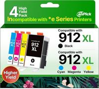 ChenQuanSarl-912 912Xl Lot De 4 Cartouches D'Encre Compatibles Avec 912 912Xl Pour Officejet 8012 8014 8015 8017 Officejet Pro 8022 8023 8024 8025 Noir/Cyan/Magenta/Jaune