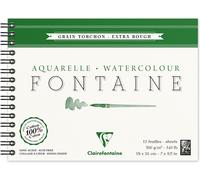 Chenquansarl-96320c Album Spiralé Fontaine - 12 Feuilles Papier Aquarelle Blanc 100% Coton Grain Torchon Qualité Professionnelle 18x24 Cm 300g