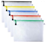 Chenquansarl-A4 Zip Document Dossier Pochette En Plastique Zip Portefeuilles Dossiers Mesh Documents Sacs Pour L'organisation Du Papier De Stockage De Fichiers, Set De 5