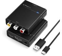 ChenQuanSarl-Adaptateur Rca Vers Hdmi Composite Cvbs Av Vers Hdmi 1080P Adaptateur Av Vers Hdmiout Upscaler, Pr En Charge Pal/Ntsc, Compatible Avec Vhs, Vcr, Ps3, N64, Wii, Stb, Xbox, Lecteurs Dvd