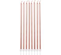 Chenquansarl-Ahc211 Lot De 16 Bougies D'anniversaire Extra Hautes Fines Avec Support, Or Rose Métallisé, 18 Cm, Solides Et Robustes, Lot De 16