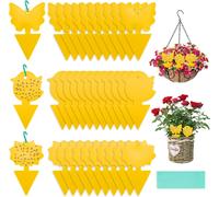 ChenQuanSarl-Anti Moucherons Interieur Pièges À Insectes 60 Pcs Anti Moucherons Plantes Interieur Pièges Engluées Autocollants Colle Double-Face Étanche Jaunes Avec Trou Et 60 Corde Pour Jardin, Arbr