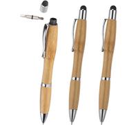 Chenquansarl-Arno Lot De 3 Stylos À Bille Tactiles En Bambou Avec Tournevis, Stylet De Saisie Pour Tablette Et Smartphone, Écran Tactile, Pointe Stylet, Outil Multifonction 3 En 1