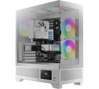 ChenQuanSarl-Atlas M1 Wh Boîtier Pc De Gaming Atx Tour Moyenne Avec Logiciel, Ventilateur Argb Pwm 3 X 120 Mm (2 Entrées), Écran Panoramique En Verre Trempé, Grille D'Aération Perforée, Blanc