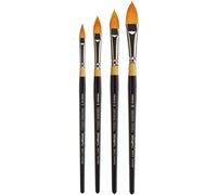 Chenquansarl-B-100 Premium Lot De 4 Pinceaux Ovales En Forme De Pétales Floraux Dorés Pour Acrylique, Huile, Peinture Aquarelle, Manche Court, 4 Pinceaux Tailles 2, 6, 8, 10