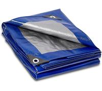 ChenQuanSarl-Bâche Bleue En Polyéthylène Robuste ; 4 X 4 M ; Tissu Tissé Épais 140 G/M² Double Face Imperméable ¿ Polyvalence Suprême Pour Couvrir, Protéger Ou Dissimuler