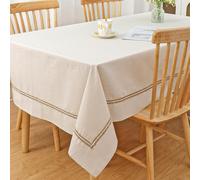 ChenQuanSarl-Beige Nappe Rectangulaire Table Cloth 140 X 220 Cm Coton Et Lin Nappe De Jardin Exterieur Elegante Tablecloth Protection De Table Pour Cuisine Decoration