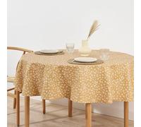 Chenquansarl-Belum Nappe Tactile Coton, Résine Anti-Taches, Modèle 0120, Non Toile Cirée, Sans Rigidité, Rond Diamètre 140 Cm, Moutarde