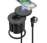 ChenQuanSarl-Bloc Multipr Encastrable Avec Charge Sans Fil 15 W Et Pd30W Usb C, Pr Escamotable Pour Plan De Travail De Cuisine, Câble De 2 M, Noir
