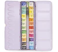 Chenquansarl-Boîte De Pastilles D'aquarelle Avec Assortiment De 24 Couleurs + Pinceau Avec Réservoir D'eau Ou Waterbrush Pour Aquarelle Calligraphie Lettering Ou Mixed Médias Et Autres Travaux Manuel
