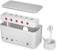 ChenQuanSarl-Boite Rangement Cable Avec Multipr Usb, Boîte De Rangement Pour Câbles Avec Pr Multiple, 5 Pr s Avec Interrupteur Individuel,Boîte Cache Câbles Multipr Electrique Cachée Câble 1,5M,Blanc