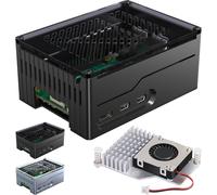ChenQuanSarl-Boîtier En Métal Acrylique + Boîtier Pour Raspberry Pi 5 Support Pcie M.2 Nvme Hat Ssd X1001/ X1003/ X1000 All Ssd Expansion Board At The Top Boîtier Pour Raspberry Pi 5 8 Go 4 Go Noir