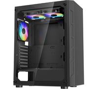 ChenQuanSarl-Boîtier Pc Gamer, Tour Moyenne, Avec 3 Ventilateurs Argb 120 Mm, Panneau Verre Trempé Haut Débit D'Air, Filtre Anti-Poussière, Gestion Des Câbles, Pour Gpu 320 Mm Longueur, Pour Atx, M-A