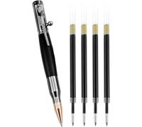 Chenquansarl-Bolt Action Stylo À Bille, Premiu D'écriture De Bureau Rétractable Avec 4 Recharge, Métal Stylo Pour Signature Office School Business Pen Pour Homme Et Femme, Noir, 0.7mm