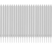 Chenquansarl-Bougie Chandelle Longue Bougies D'anniversaire Avec Support Argent Bougies De Gâteau Pour La Décoration Fête Mariage D'anniversaire(24 Pièces)