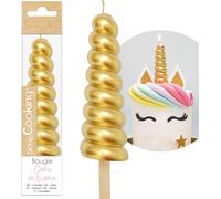 Chenquansarl-Bougie Corne De Licorne Dorée - Grande Bougie Anniversaire Xxl - Corne Pour Gâteau Licorne - Décoration Bougie Torsadée Or - Accessoire Fête - Enfant Pâtisserie Fille Garçon - 0347