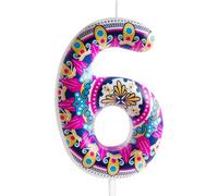 Chenquansarl-Bougie De Style Bohème Pour 6e Anniversaire - Décoration De Gâteau D'anniversaire - Fournitures De Fête D'anniversaire À Motif Géométrique - Décorations De Gâteau Sur Le Thème Bohème Pou