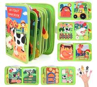 ChenQuanSarl-Busy Board Montessori 15 En 1, Jouet Bébé 1 2 3 Ans Avec Animaux De Ferme, Quiet Book Sensoriel Éducatif, Livre D'Activités Motricité Fine, Cadeau Enfant 0-3 Ans (B)