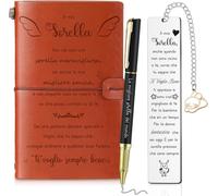 Chenquansarl-Cadeau Pour S?Ur Carnet De Notes En Cuir Pu Journal A Mia Sorella Stylo À Bille Marque-Page Pour S?Ur Idées Cadeaux Pour S?Ur De Noël Anniversaire Thanksgiving Cadeaux De Remerciement