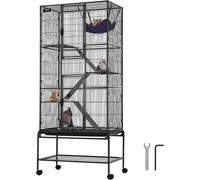 Chenquansarl-Cage À Furet En Métal Roulante 1755 Mm, Grande Cage Pour Petits Animaux À 4 Niveaux Avec Rampes Et Plateau, Pour Rats De Compagnie, Hamster, Cochon D'inde, Chinchilla, Écureuil, Hérisson