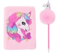 Chenquansarl-Carnet De Cheval Arc-En-Ciel 1 Pièce, 1 Stylo Furball, Carnet En Peluche Pour Filles, Carnet De Dessin Animé Créatif, Ensemble De Papeterie Pour Enfants