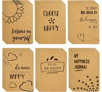 Chenquansarl-Carnets De Notes Kraft Lignés À Couverture Souple - 6 Designs Joyeux - Lot De 24, 80 Pages Chacun, Marron, 10,2 X 14,5 Cm
