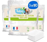 Chenquansarl-Carrés Cotons Bébé Ecologiques - 100% Bio - Blanchis Sans Chlore - Lot De 3 - Peaux Sensibles - Ultra Doux & Résistants - Hypoallergéniques - Pour Toute La Famille - Pack 540 Cotons