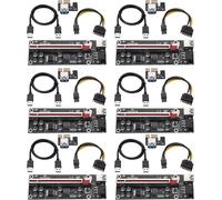 ChenQuanSarl-Carte D'Extension Gpu Pcie R r 1X À 16X Avec Câble D'Extension Usb 3.0 De 0,6 M Et Cordon D'Alimentation Sata 6 Broches Pour Le Minage De Bitcoin, Cryptocurrency Et Ethereum (Ver009S, 6