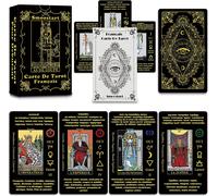Chenquansarl-Cartes De Tarot Français Pour Débutant Avec Significations, Holographiques Tarot Avec Guide Pour Débutants, Mots-Clés, Élément, Planète, Zodiaque, Chakra, Oui Ou Non, Numérologie