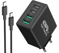 Chenquansarl-Chargeur Usb, 40w Pr 4-Port Multiple Charge Usb Avec Pd Et Qc3.0 Type C Adaptateur Chargeur Rapide Pour Samsung Galaxy S25/S24/S23/S22/S21 Iphone 16 15 14 13 12 11 Plus Pro Et 2m Cable
