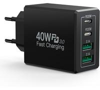 Chenquansarl-Chargeur Usb C Rapide, 40w 4-Port Pr Usbc Chargeur Iphone Bloc Secteur Multiple Usb Pd+Qc Type C Adaptateur Pour Iphone 16 15 14 13 12 11 Pro Xr Xs X 8 Plus Se, Ipad, Samsung Galaxy Tabl