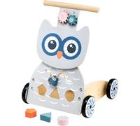 ChenQuanSarl-Chariot À Jouets En Bois Avec Blocs Multifonctionnels, Poussoirs En Forme De Chouette, Jouet Pour Renforcer Les Fonctions Motrices D'Un Enfant À Partir De 1 An, Couleurs Fines