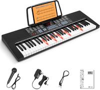 ChenQuanSarl-Clavier De Piano 61 Lumineuses Mini Touches Clavier Électronique Piano Avec Microphone, 3 Modes D'Enseignement, 350 Sons, 350 Rythmes, 30 Démos, Noir Visiter La Boutique