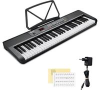 ChenQuanSarl-Clavier Piano Numérique 61 Touches Avec Pupitre, Adaptateur Secteur 9 V Cc, Autocollants De Notes, 255 Rythmes Et Timbres, 24 Démos Et 3 Modes D'Apprentis Pour Débutants