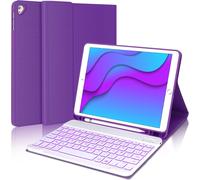 ChenQuanSarl-Clavier Pour Ipad 9.7"",Ipad 6Ème/ 5Ème Géneration 2018/2017,Ipad Pro 9.7,Ipad Air 2/1 2014/2013,Azerty Français Clavier Rétro-Éclairé Bluetooth Amovible,Violet