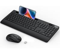 ChenQuanSarl-Clavier Souris Sans Fil 2.4G , Clavier Azerty Souris Silencieuse À 3 Dpi, Ergonomique Avec Repose-Poignet/Support Pour Phone, 18 Touches Fonction, Pour Windows/Pc, Noir