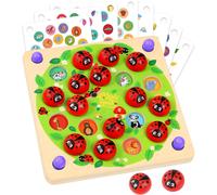 ChenQuanSarl-Coccinelle Jouet Enfant 3 4 Ans - Jeu De Societe 3 4 5 Ans - 16 Thèmes Jouets De Mémoire - Jeu En Bois Montessori Smart Games - Jeu Éducatif Pour Enfants De 3 4 - Cadeau Enfant 3 4 Ans