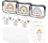 Chenquansarl-Coffret Cadeau De Remerciement Pour Enseignants Contenir 3 Porte-Clés Avec Pendentif 3 Trousse À Cosmétiques Transparente 1 Carte Avec Enveloppe Pour L'anniversaire Du Professeur Et Grad