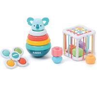 ChenQuanSarl-Coffret Jeux De Manipulation - 1 Baby Spinner - 1 Jeu Culbuto DEmpilement Pyramide - 1 Cube D'Encastrement - Dès 10 Mois